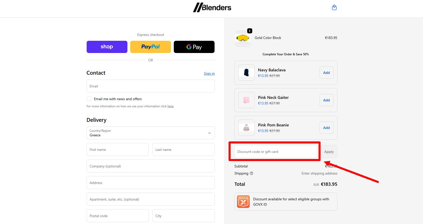 “How to apply a Blenders Eyewear promo code”